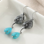 Vintage Silver-Tone Irregular Turquoise Drop Earrings