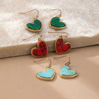 Bohemian Minimalist Heart Stone Earrings in Three Colours