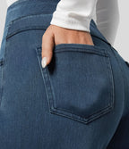 Pull-On Wide-Leg Jeans in Denim-Look Fabric