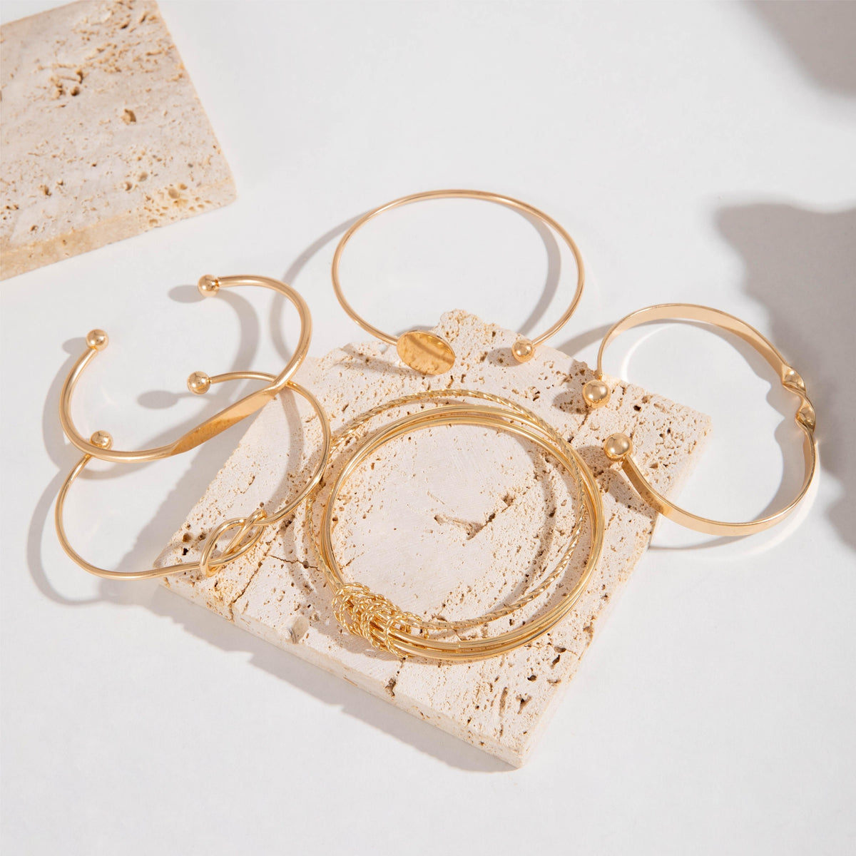 Five-Piece Round Smooth Metal Bangle Set