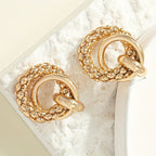 Circle Geometric Earrings in Gold Tone