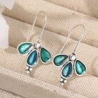 Teal Glass Floral Drop Earrings
