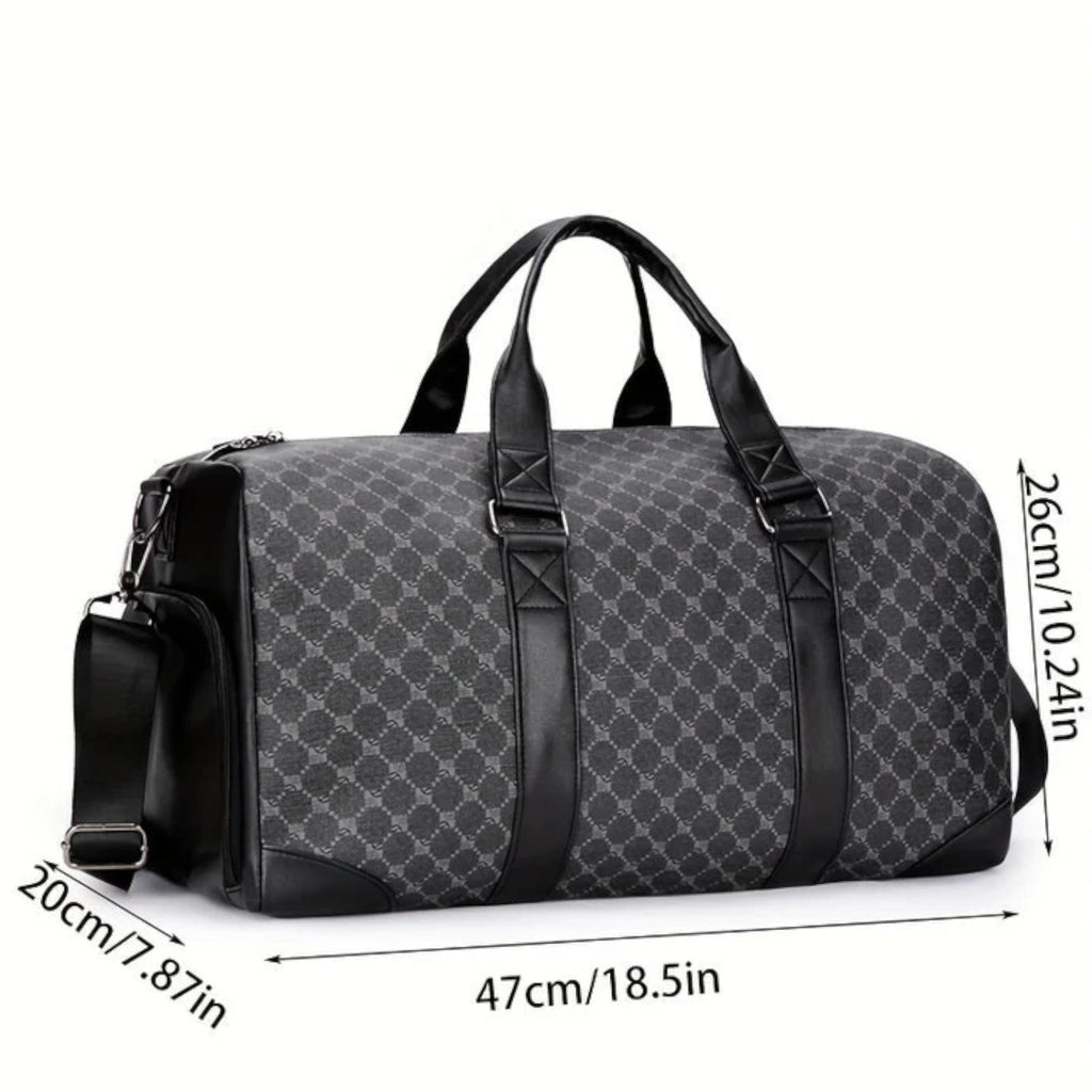 Men's Compact Urban Shoulder Bag with Leaf Pattern