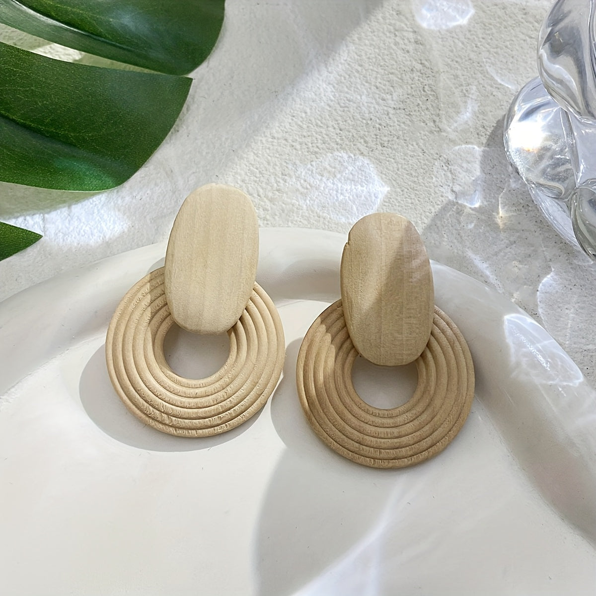 Wood Spiral Drop Earrings