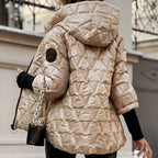 Quilted Puffer Jacket with Oversized Collar and Double Zip