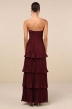 Lightweight Strapless Tiered Ruffle Maxi Dress