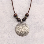 Vintage Zodiac Wooden Bead Pendant Necklace