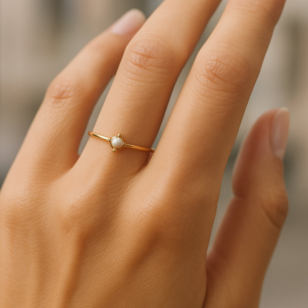 White Stone Gold-Tone Ring