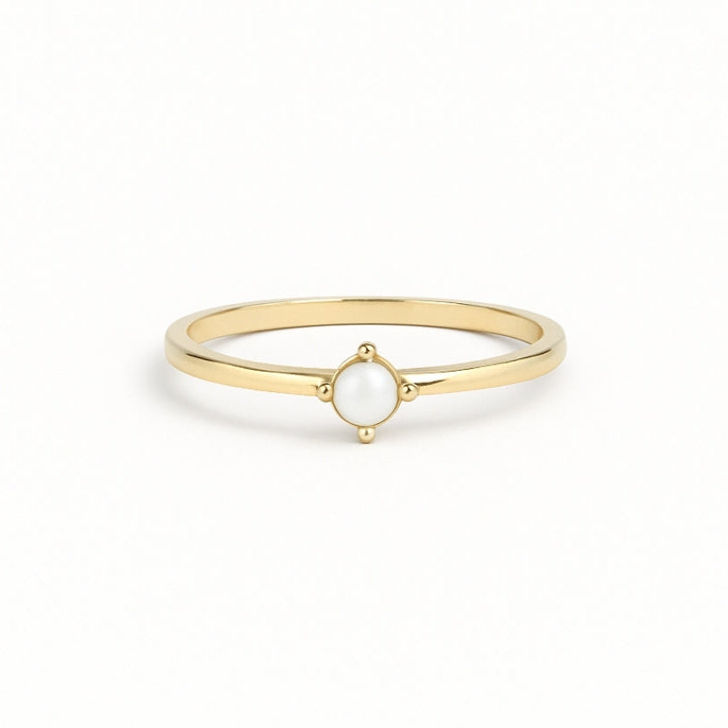 White Stone Gold-Tone Ring