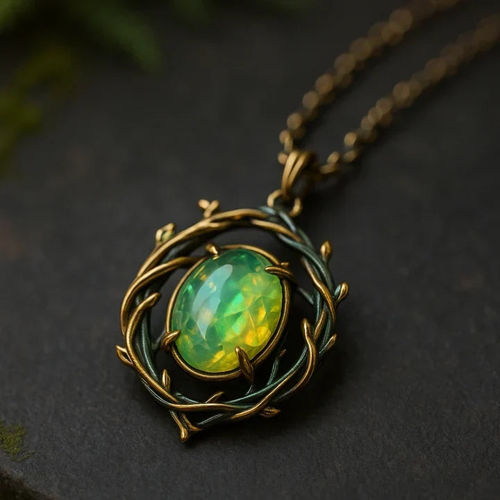 Sieradenbundel met groene opaallook en ring