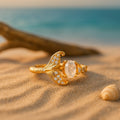 Adjustable Crystal Tail Gold-Tone Ring