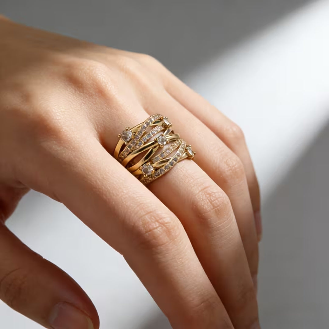 Verweven solitaire pavé-ring
