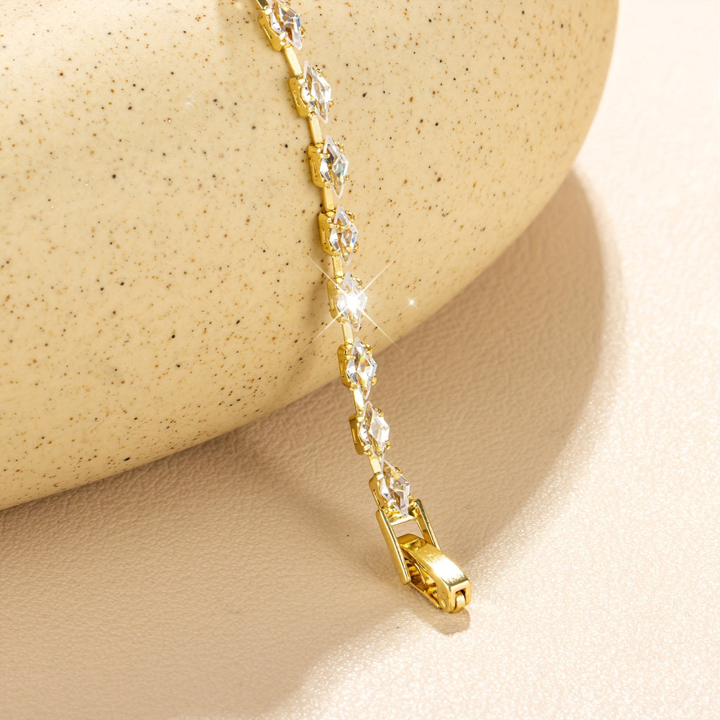 Zirconia Gold-Plated Tennis Bracelet