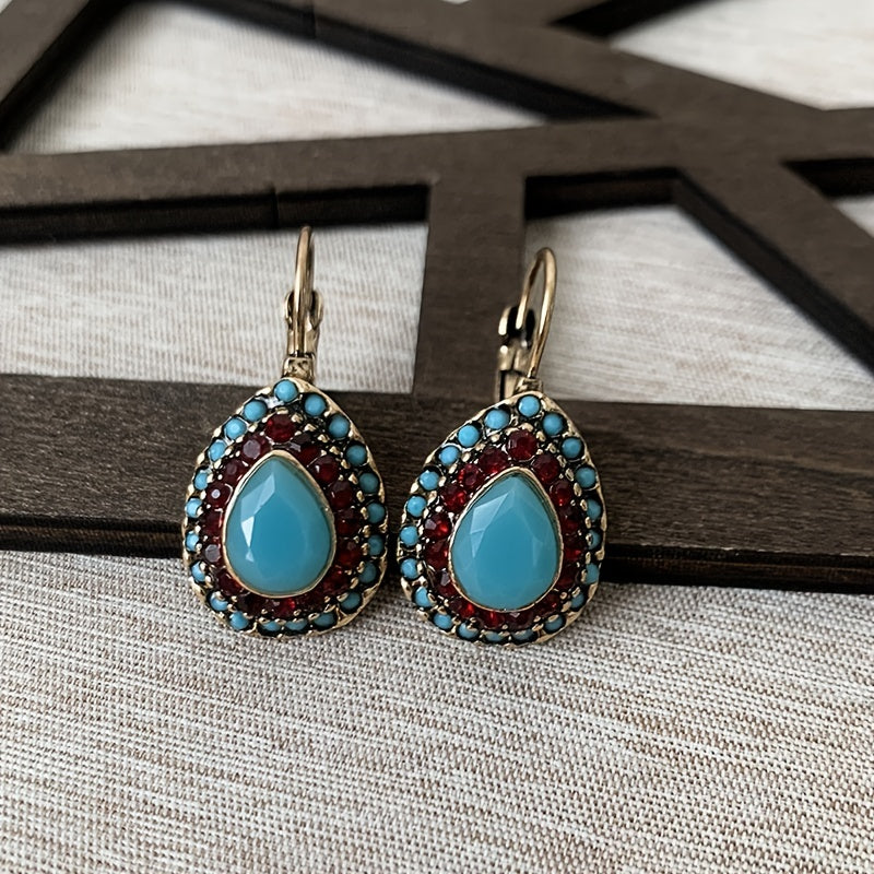 Vintage Teardrop Halo Drop Earrings in Three Colours