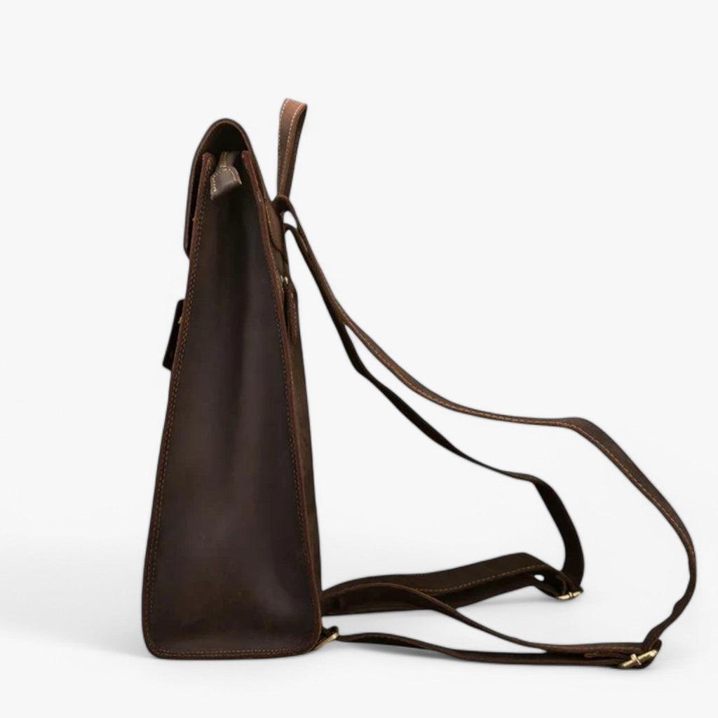 Dark Brown Luxury Genuine Leather Organised Backpack