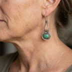 Turquoise Mixed-Metal Artisan Drop Earrings