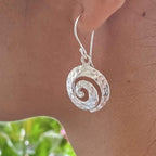 Hammered Silver-Tone Spiral Drop Earrings