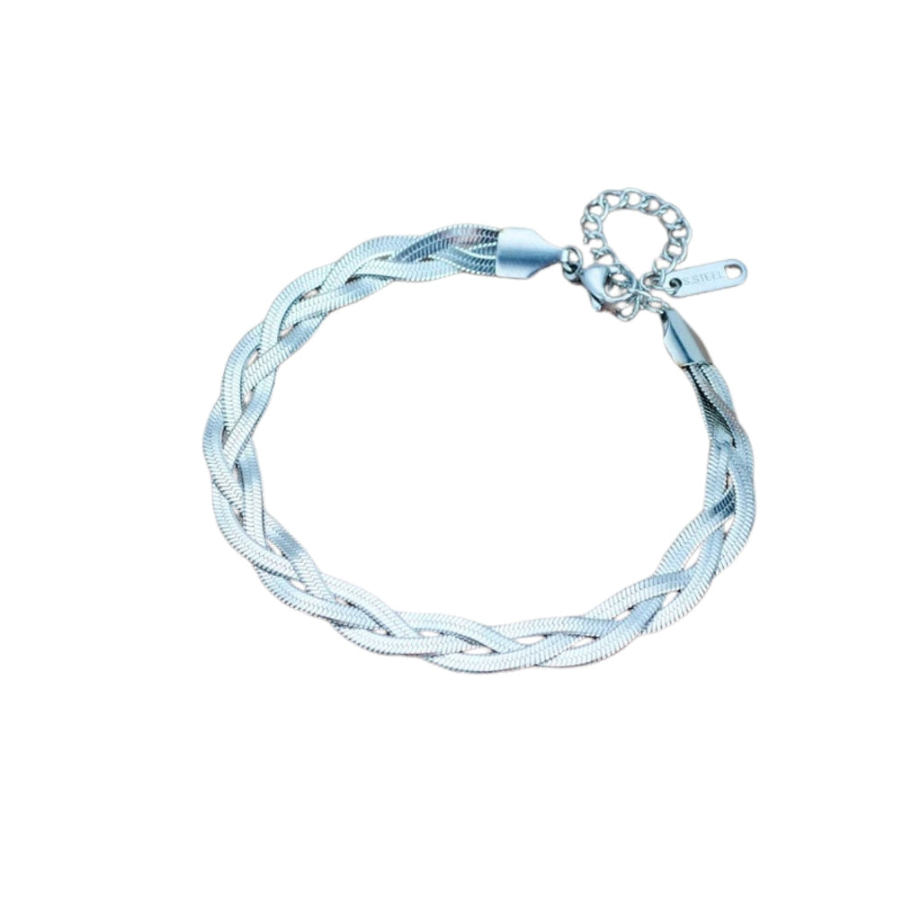 Set met slangenketting en armband in goudkleurig staal