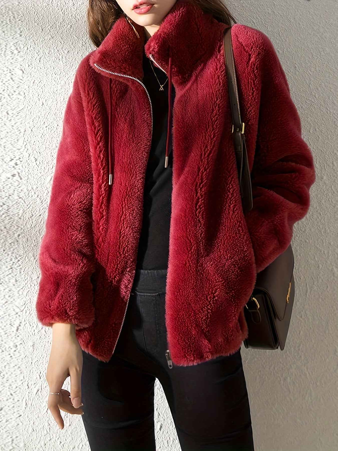 Zip-Front Jacket with a Relaxed Shape and Soft Warm Lining