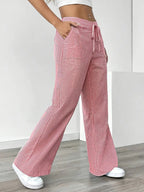 Striped Wide-Leg Trousers with Drawstring Waist