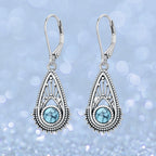 Bohemian Silver-Plated Filigree Teardrop Turquoise Earrings