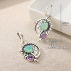 Bohemian Green Zirconia Silver-Plated Drop Earrings