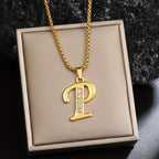 Crystal Accent Initial Necklace in Gold Tone