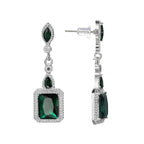 Green Emerald-Cut Linear Drop Earrings