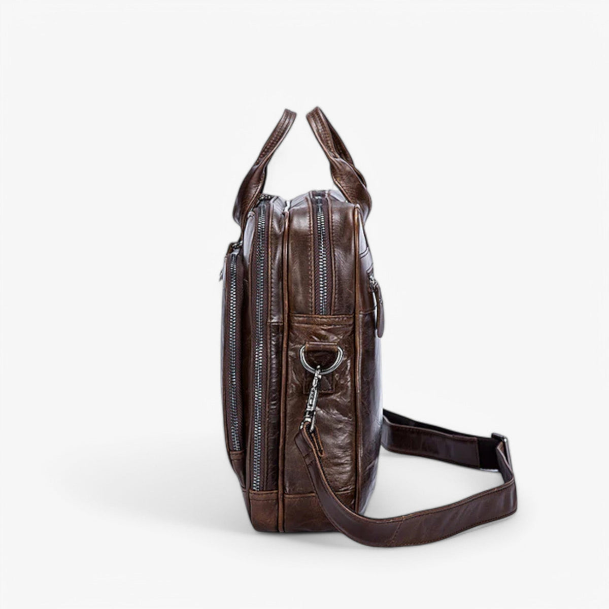 Men's Coffee Brown Leather Laptop Bag for the Office