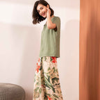 Cotton Crepe Loungewear Set with Airy Two-Piece Shape