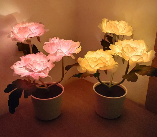 Artificial Peony Flower Table Lamp – Ambient LED Light, Bedside Decor