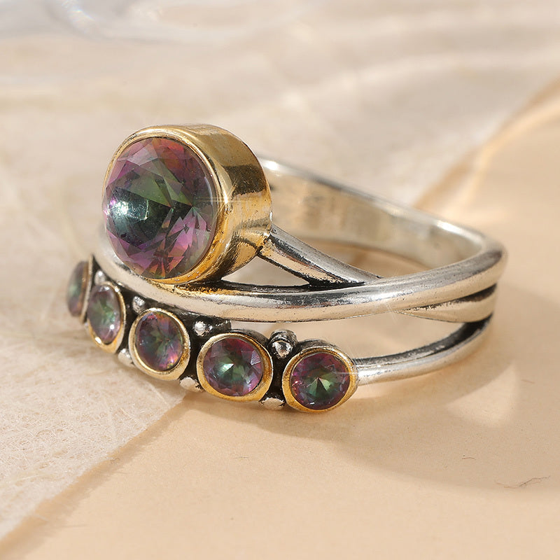 Bohemian Artistic Cubic Zirconia Inlaid Ring