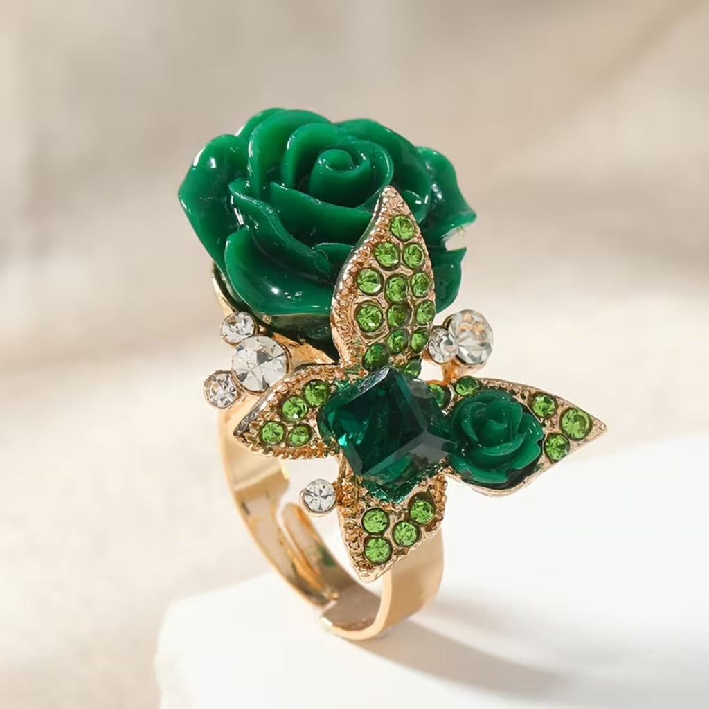 Rose Floral Ring in Three Colours