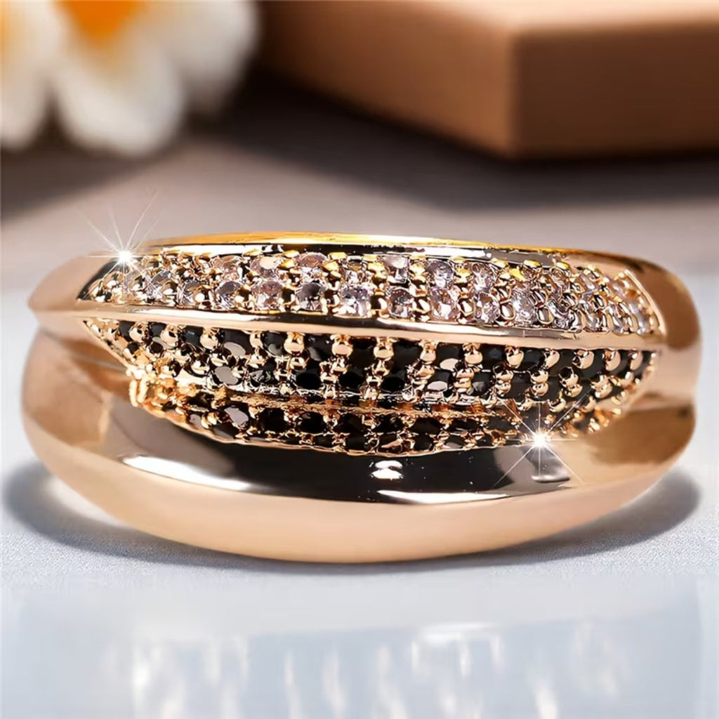 Two-Tone Pavé Stripe Ring