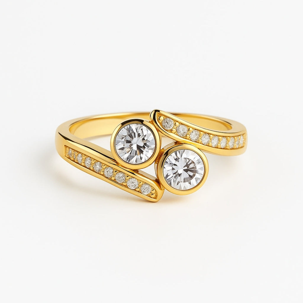 Ronde goudkleurige orbitring met kristal