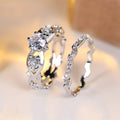 Zilverkleurige ringenset met kristal, solitair en eternitybanden