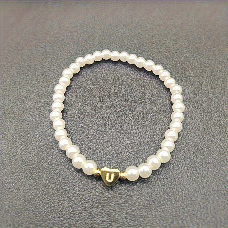 Armband met hart en initiaal van A tot Z