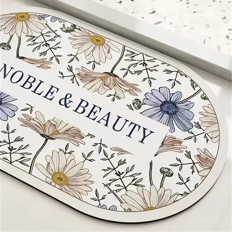 Floral Diatom Mud Bathroom Mat – Non-Slip, Decorative, 40x60cm