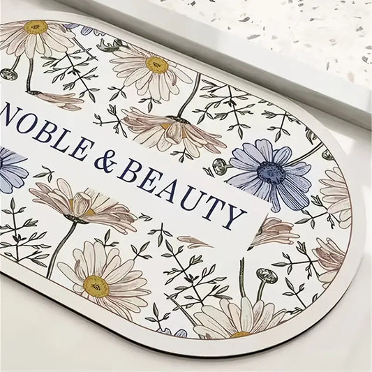 Floral Diatom Mud Bathroom Mat – Non-Slip, Decorative, 40x60cm