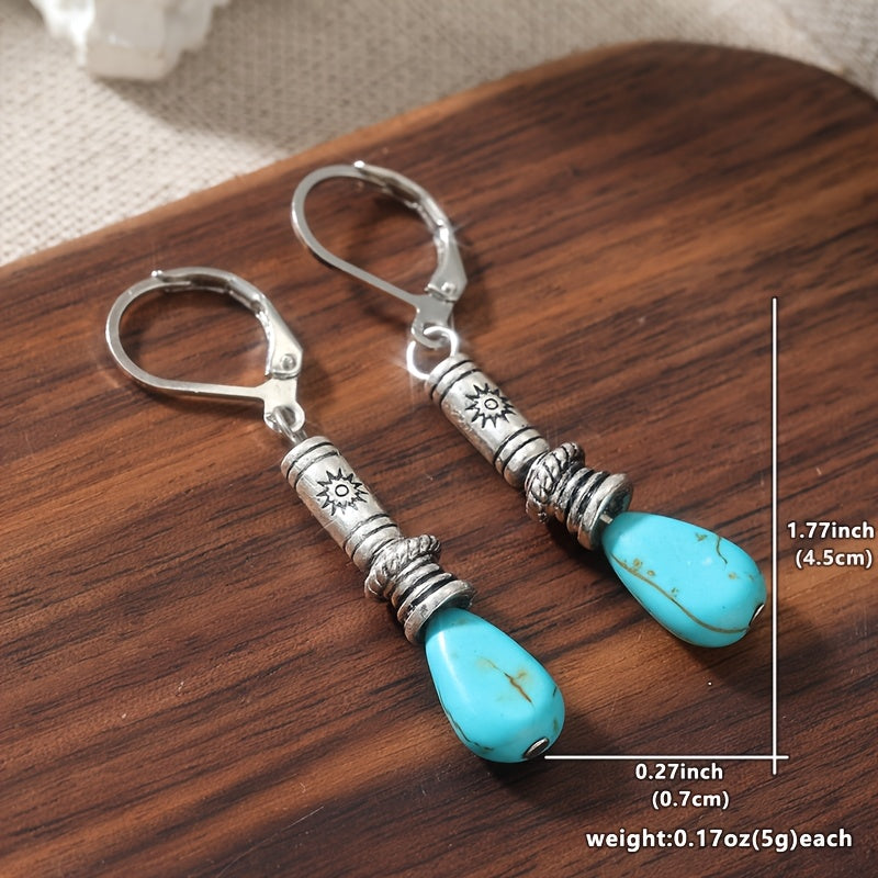 Vintage Bohemian Tibetan-Style Turquoise Earrings