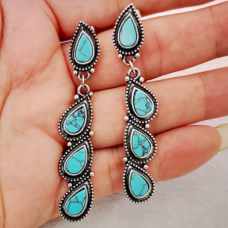Vintage Turquoise Leaf Drop Earrings