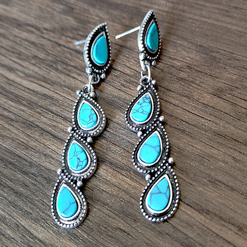 Vintage Turquoise Leaf Drop Earrings