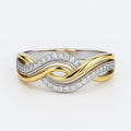 Gevlochten tweekleurige ring met kristal
