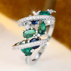 Emerald-Look Multi-Stone Crossover Ring