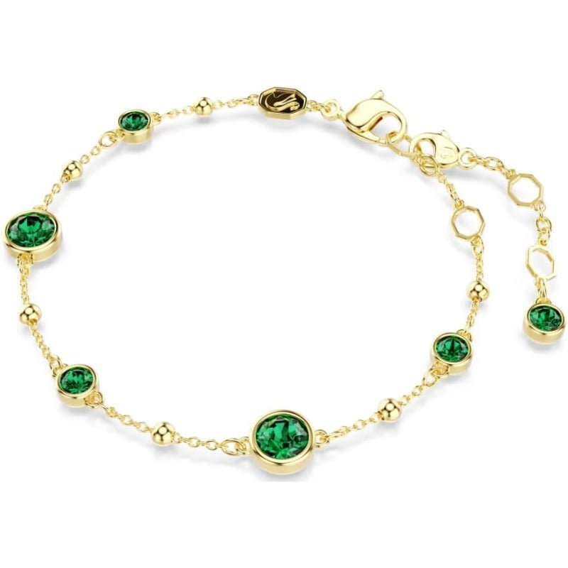 Fijne armband met smaragdlook in goudkleur