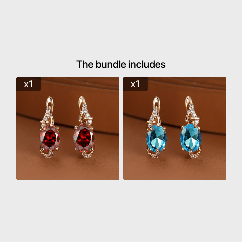 Round and Oval-Cut Stone Drop Earrings