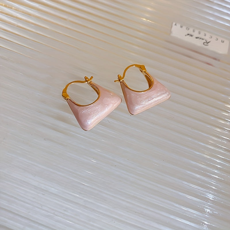 Retro Handbag Enamel Hoop Earrings
