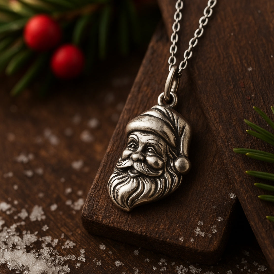 Silver-Tone Santa Necklace