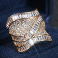 Crossed Baguette Pavé Ring