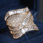 Crossed Baguette Pavé Ring